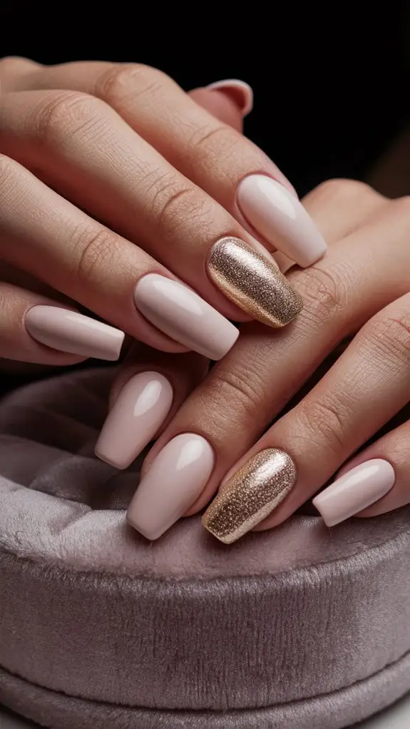 French acrylic nails with glittering tips