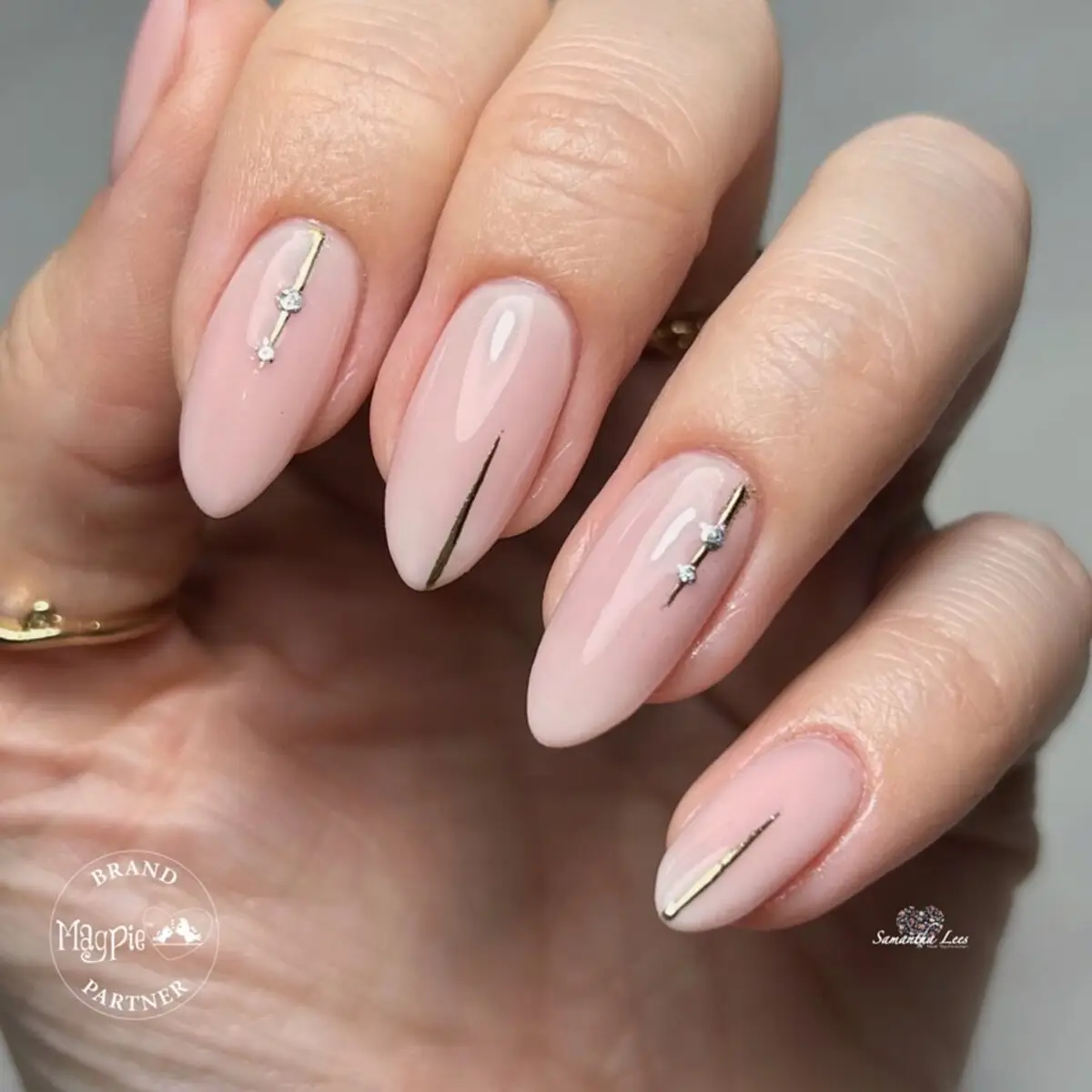 Rose-Colored Spring Nails with Metallic Accents
