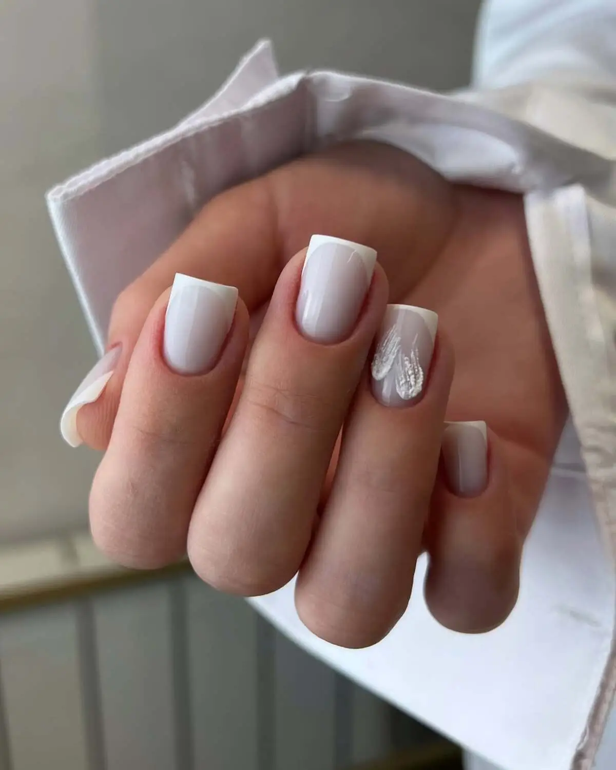 Watercolor Floral Nail Design with Nude Base