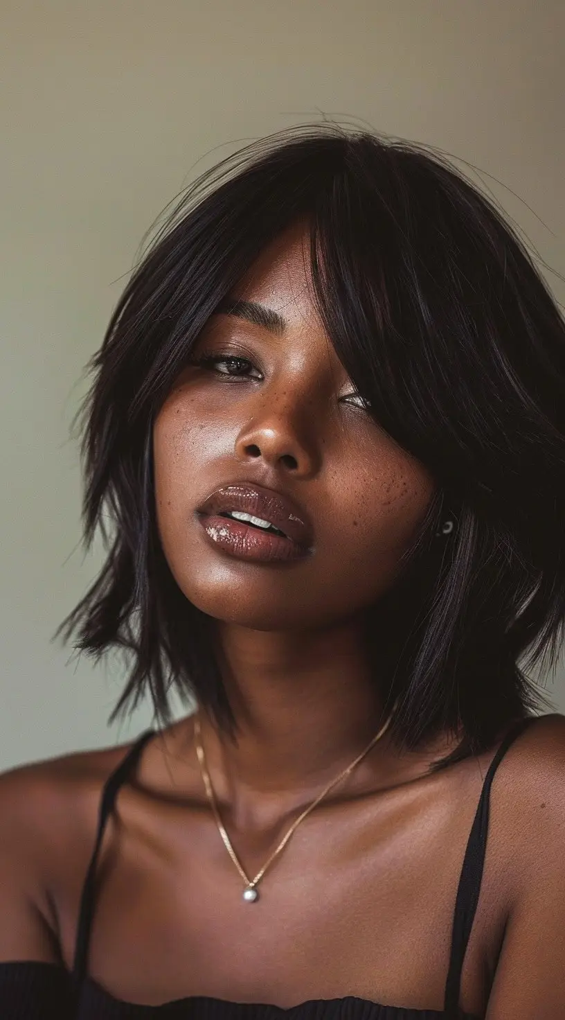 Textured Bob with Side-Swept Bangs