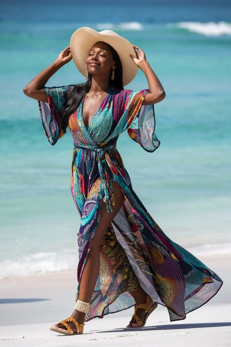 Woman in a Flowy Floral Two-Piece Set