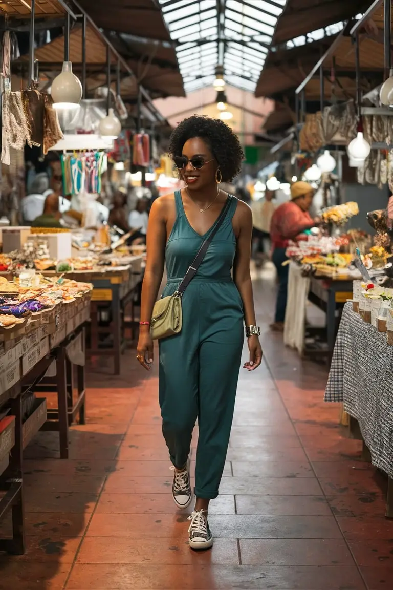 Woman in a White Crochet Top and Wide-Leg Pants