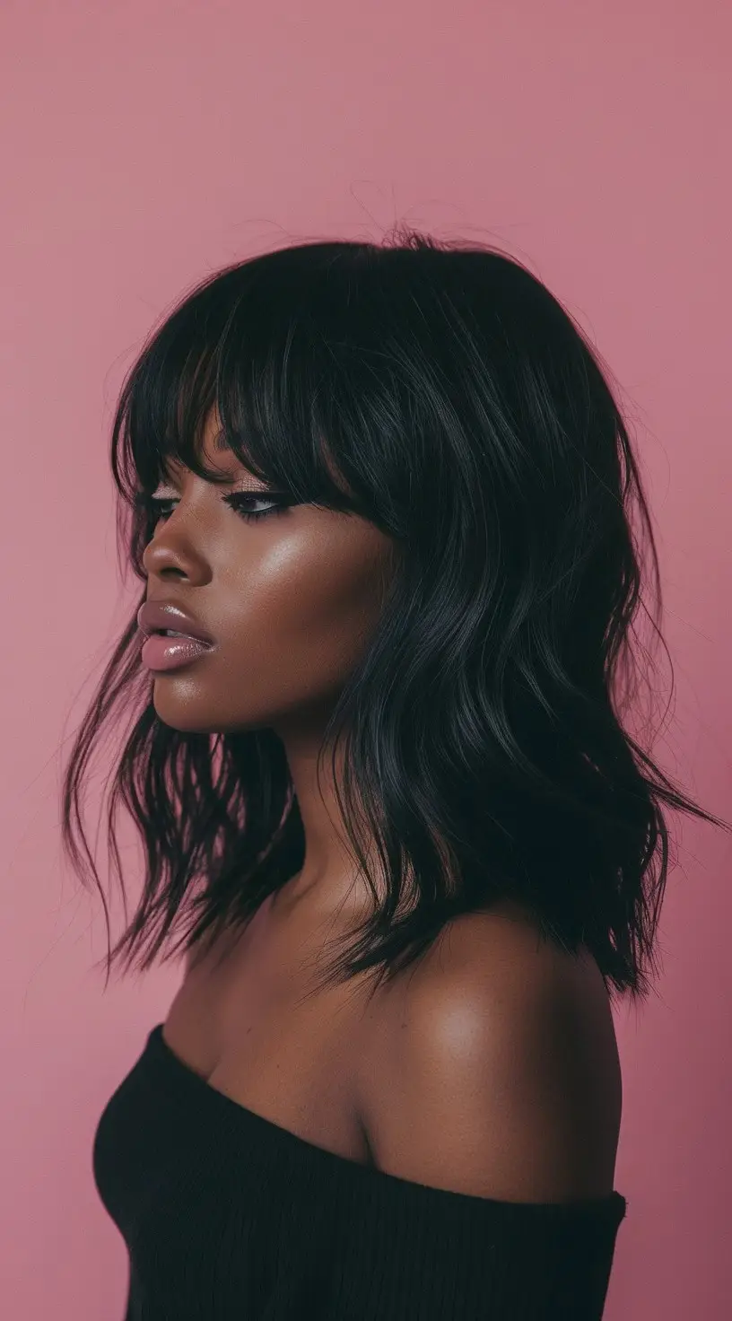 Wavy Bob with Curtain Bangs